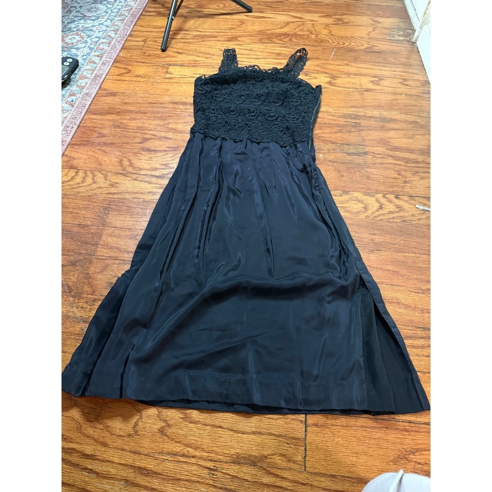 Vintage Eye-ful 50's 60's Black Lace Bodice Midi Dress Small Evening Cocktail